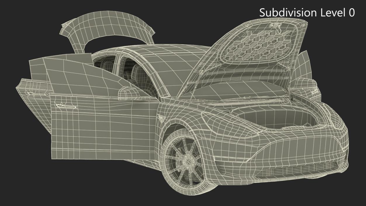 Snow Chains on Tesla Wheels Rigged 3D model