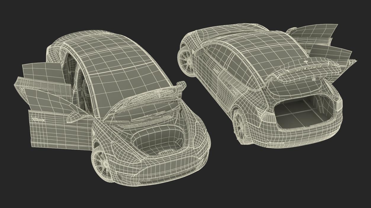 Snow Chains on Tesla Wheels Rigged 3D model