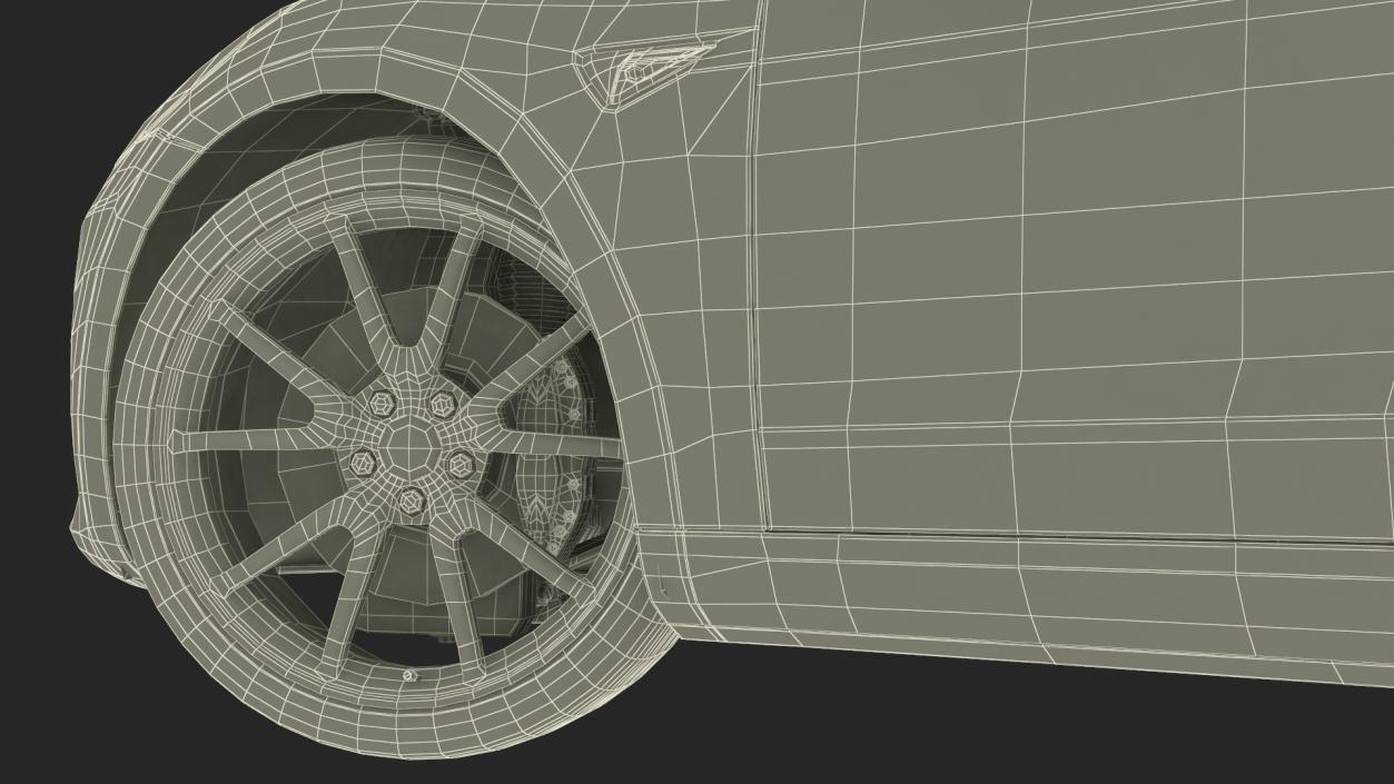 Snow Chains on Tesla Wheels Rigged 3D model