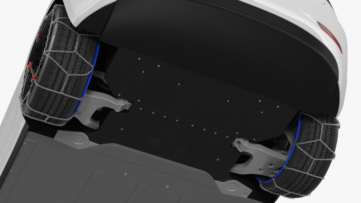 Snow Chains on Tesla Wheels Rigged 3D model