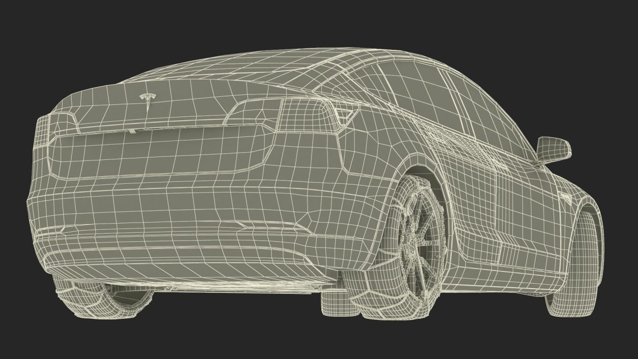 Snow Chains on Tesla Wheels Rigged 3D model