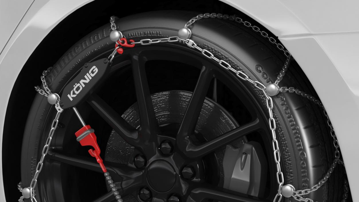 Snow Chains on Tesla Wheels Rigged 3D model