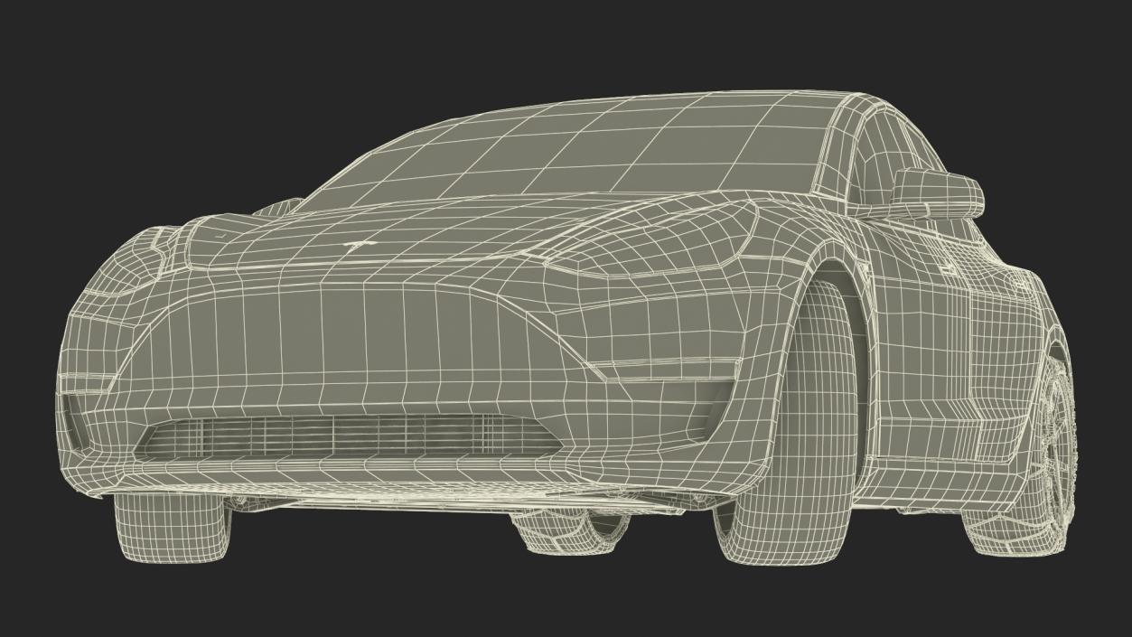 Snow Chains on Tesla Wheels Rigged 3D model