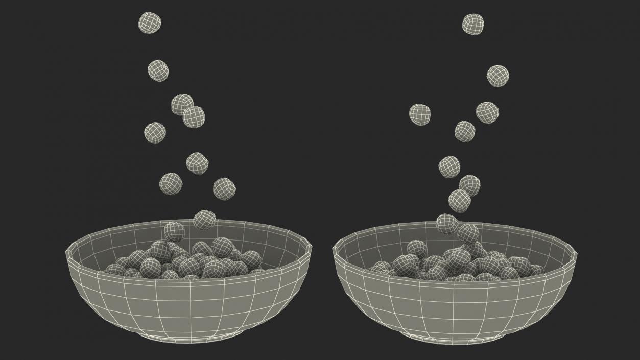 3D Chocolate Balls Falling into Bowl model