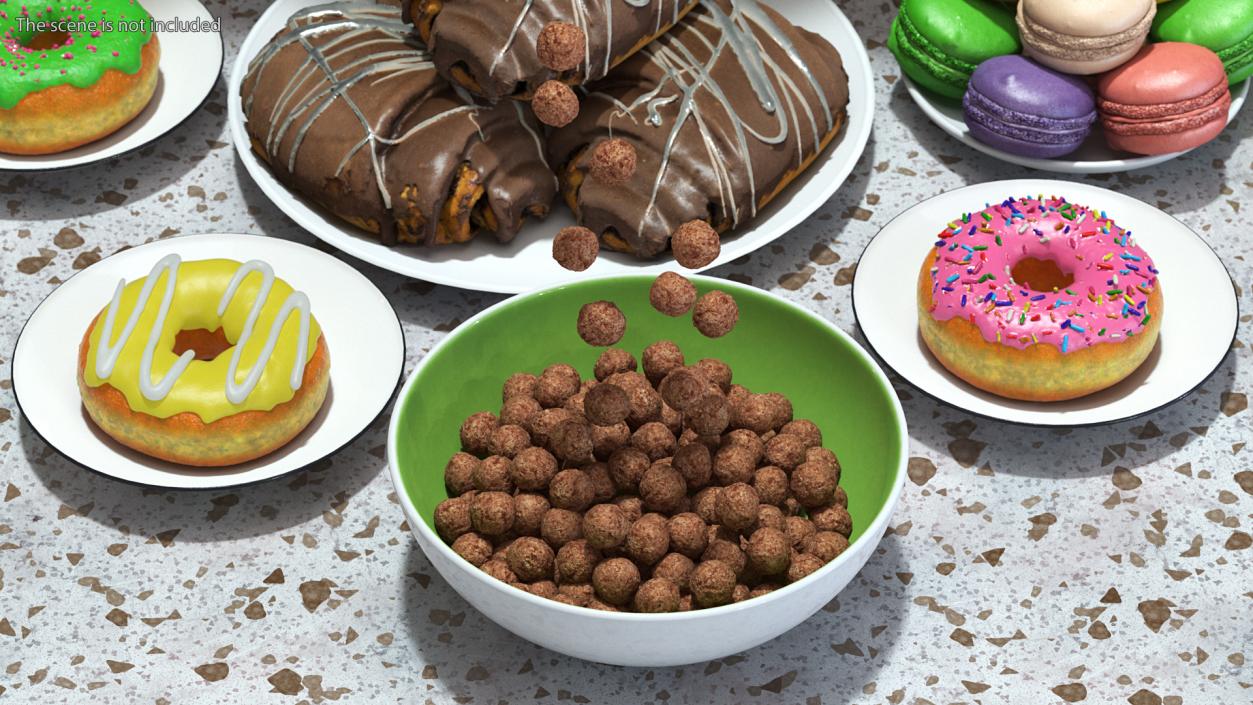 3D Chocolate Balls Falling into Bowl model