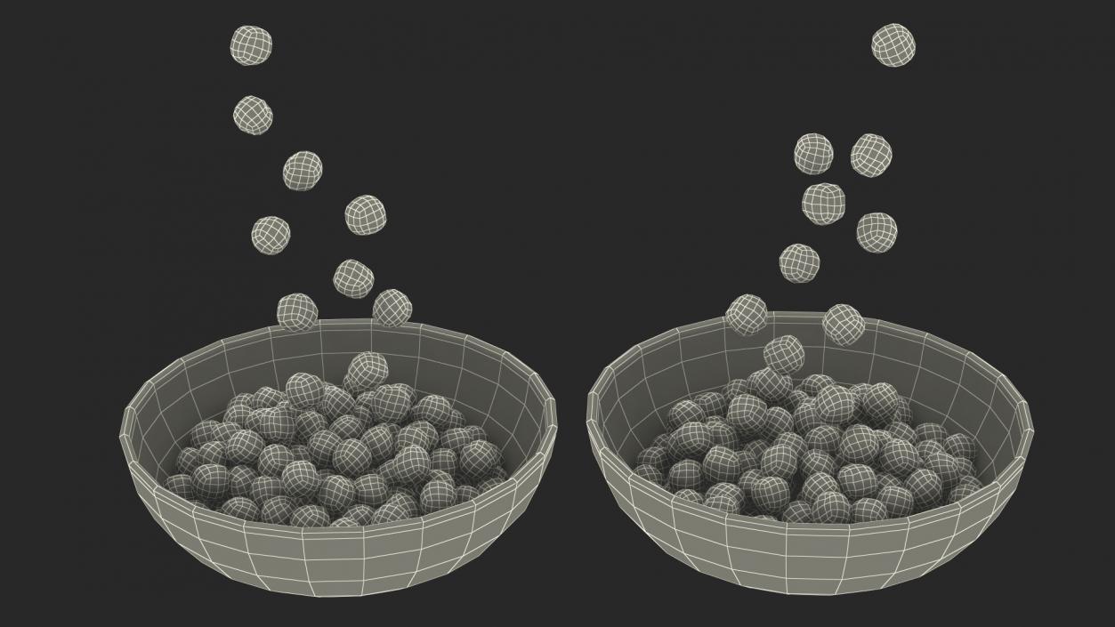 3D Chocolate Balls Falling into Bowl model