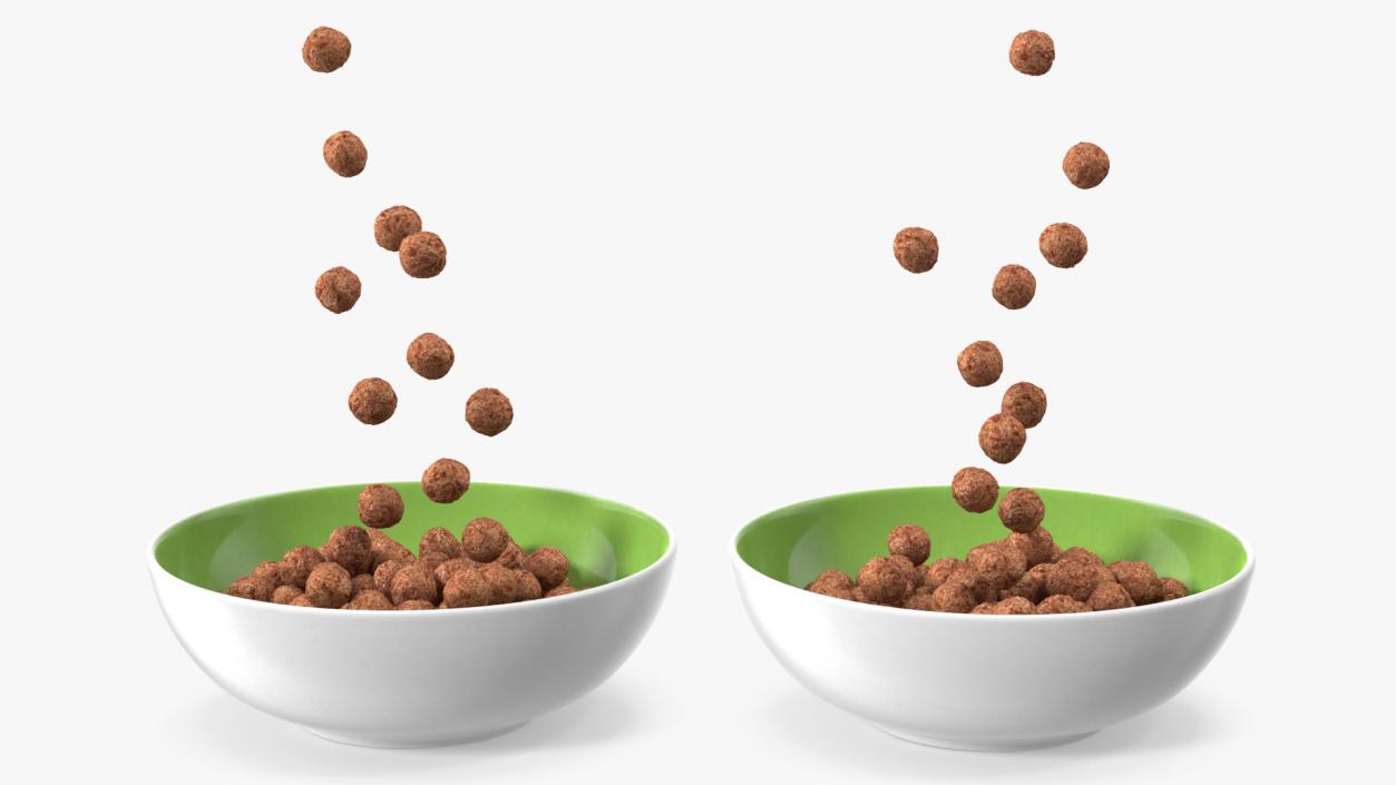 3D Chocolate Balls Falling into Bowl model