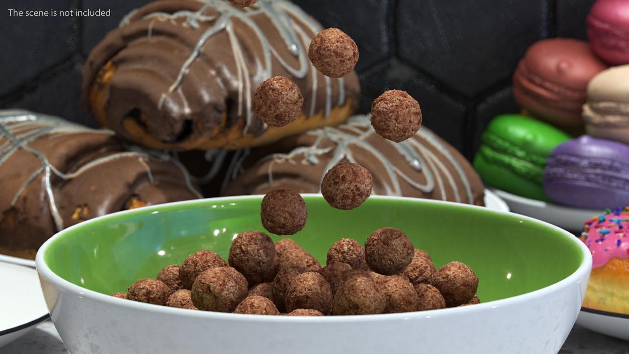 3D Chocolate Balls Falling into Bowl model