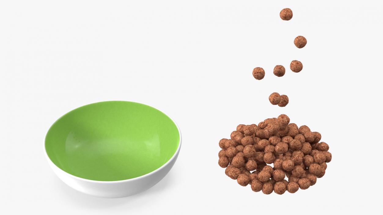 3D Chocolate Balls Falling into Bowl model