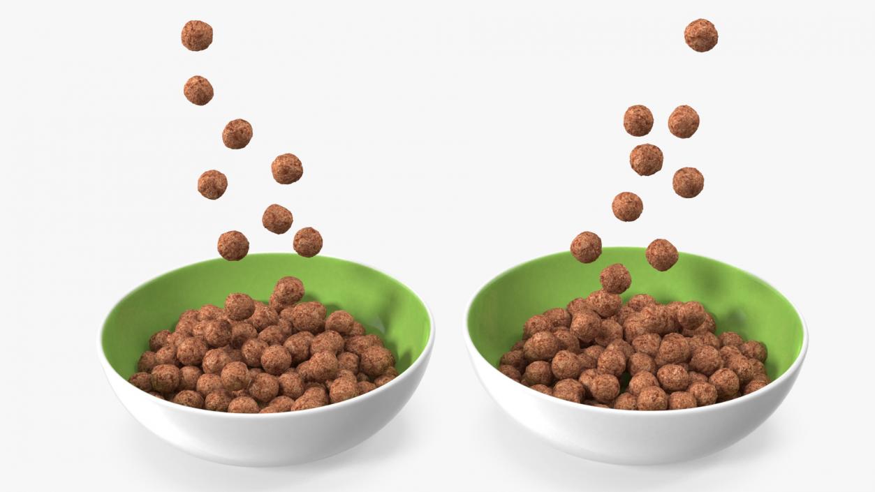 3D Chocolate Balls Falling into Bowl model