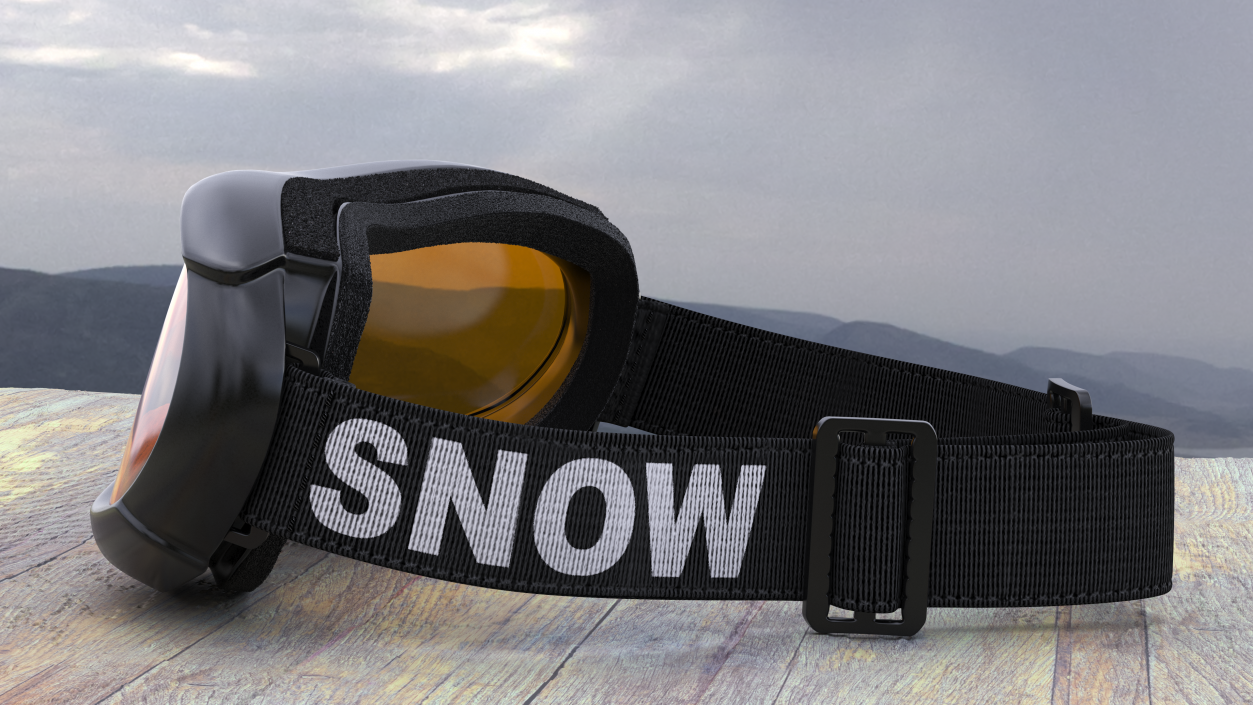 Ski Goggles Yellow Glass 3D model