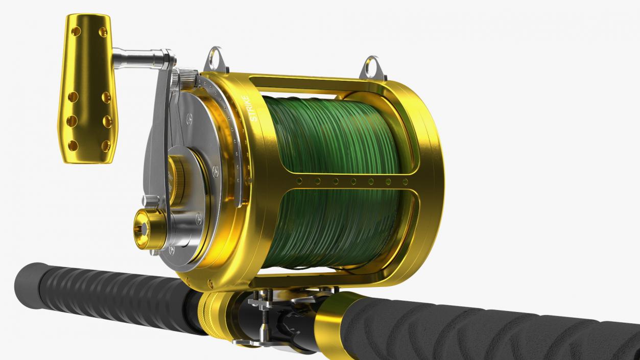 EatMyTackle 80 Wide 2Speed Fishing Reel Bue Marlin Tournament Rod Rigged 3D