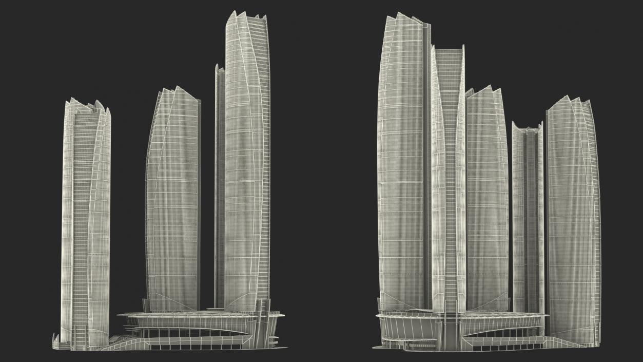 Etihad Towers Light 3D model