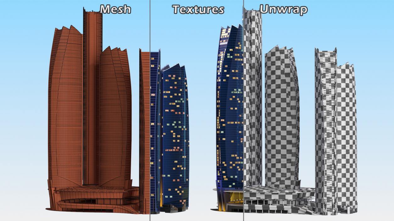 Etihad Towers Light 3D model