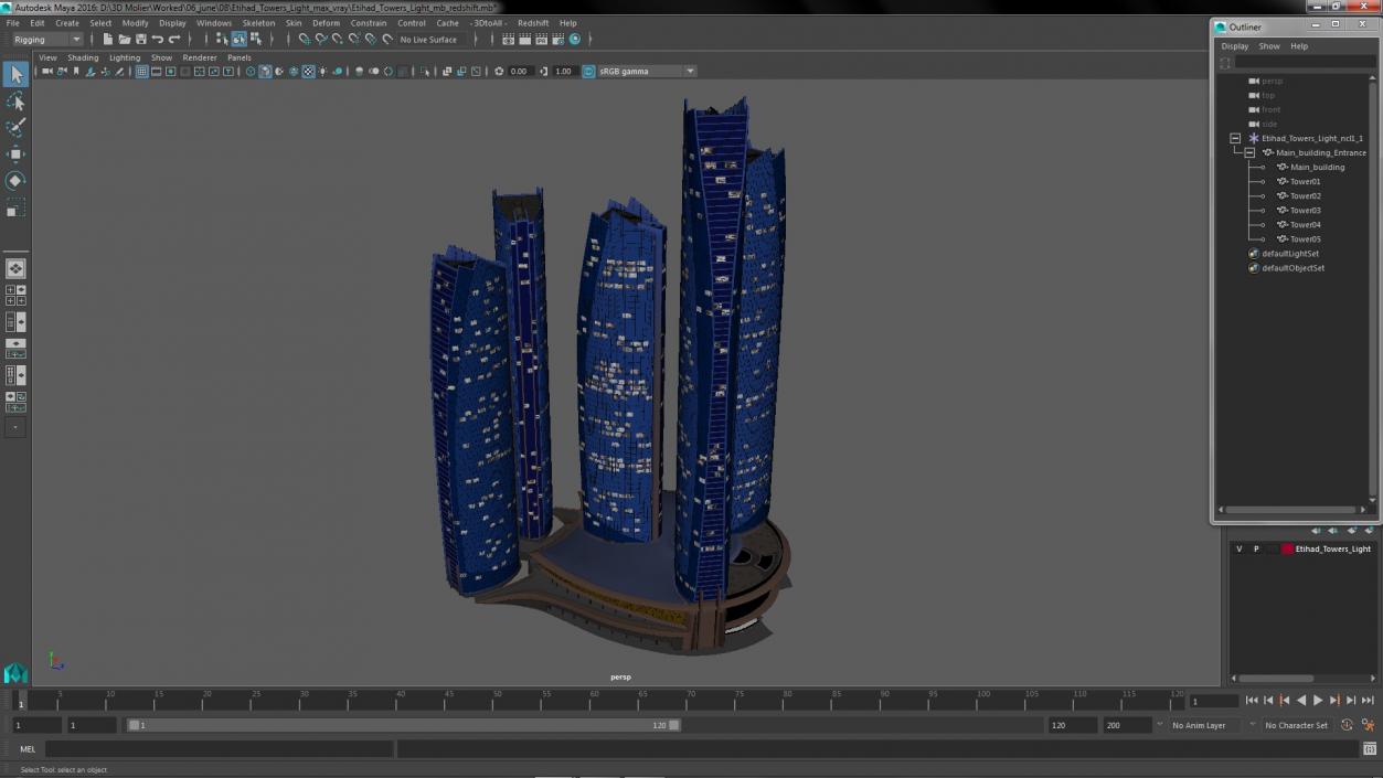 Etihad Towers Light 3D model