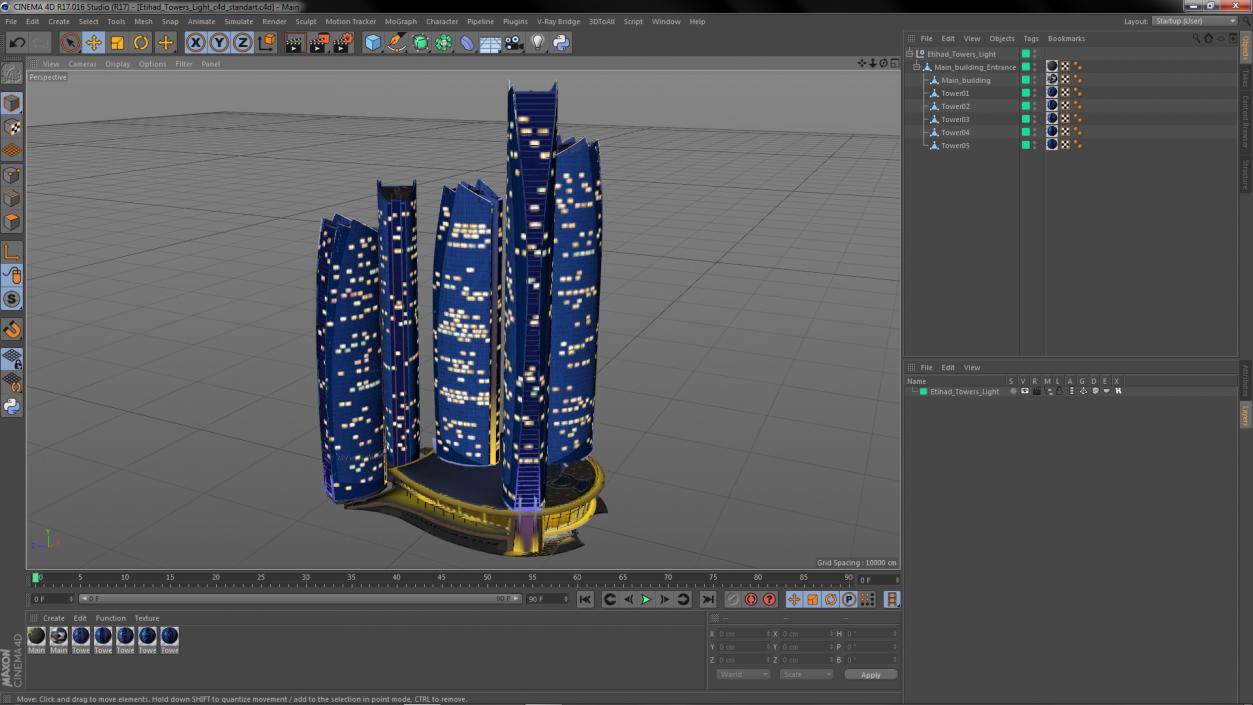 Etihad Towers Light 3D model