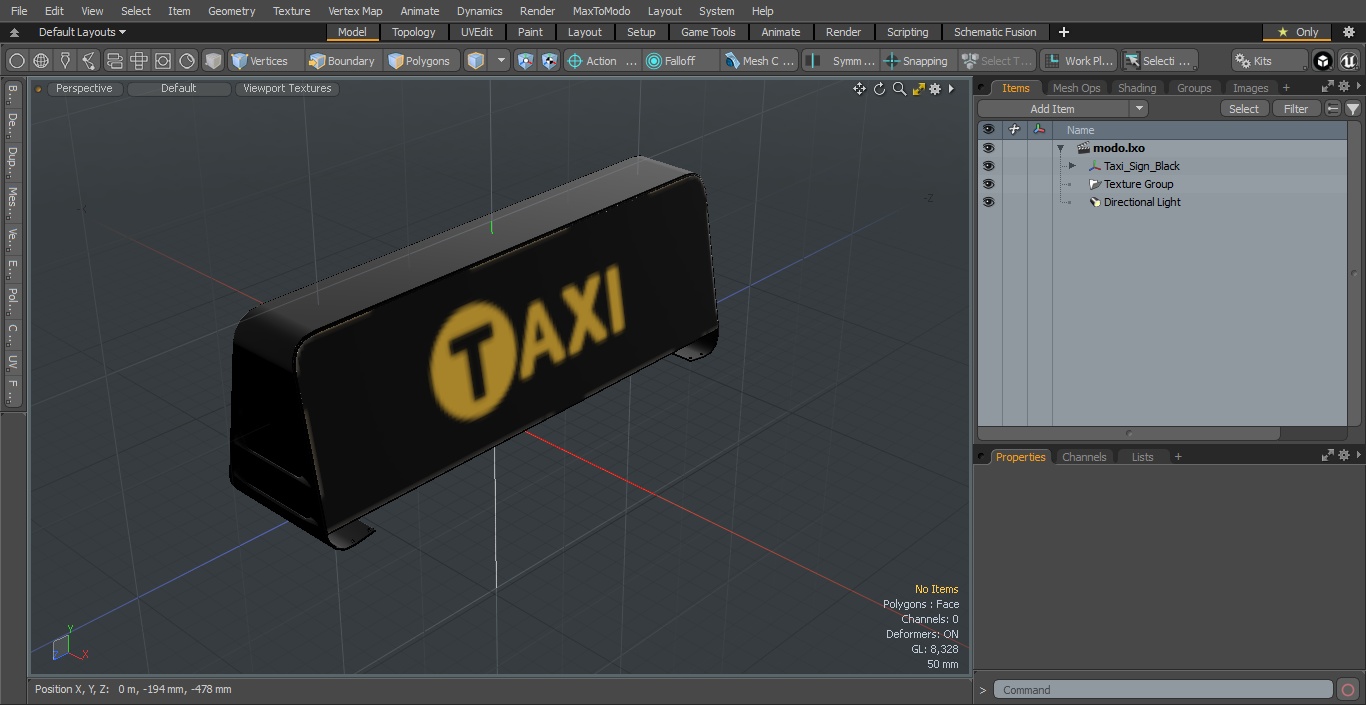 3D model Taxi Sign Black