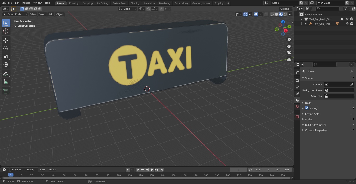 3D model Taxi Sign Black