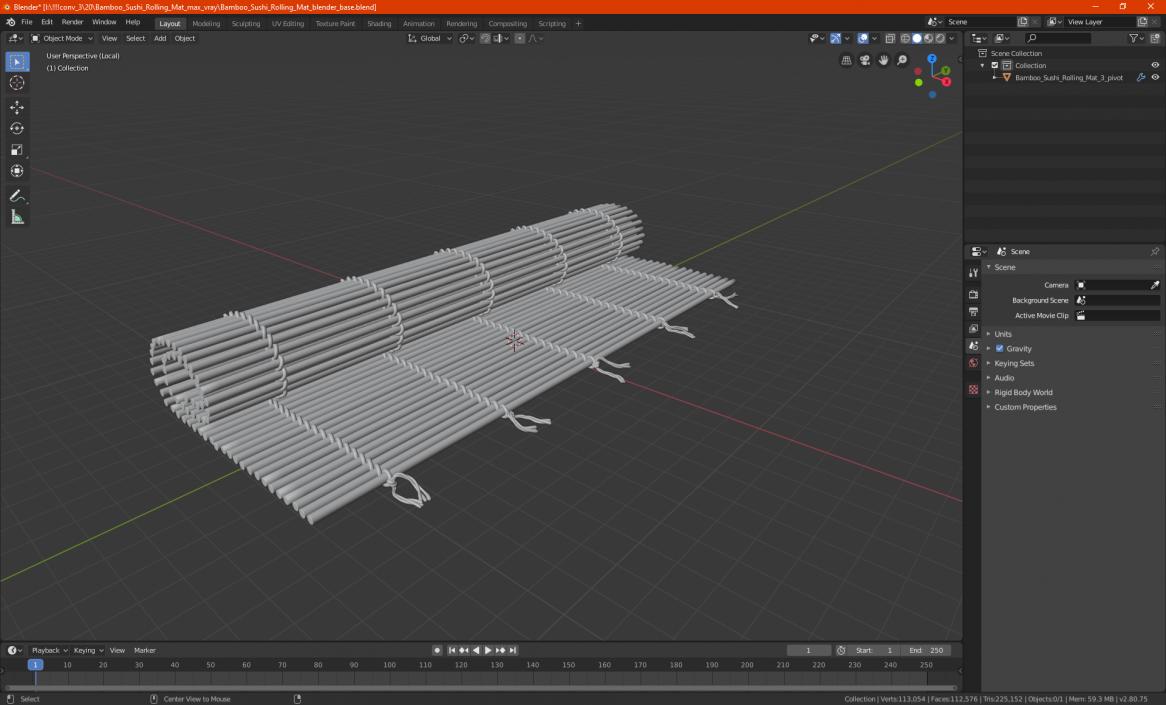 Bamboo Sushi Rolling Mat 3D model