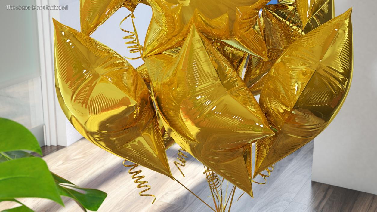 Star Shaped Gold Balloon Bouquet 3D