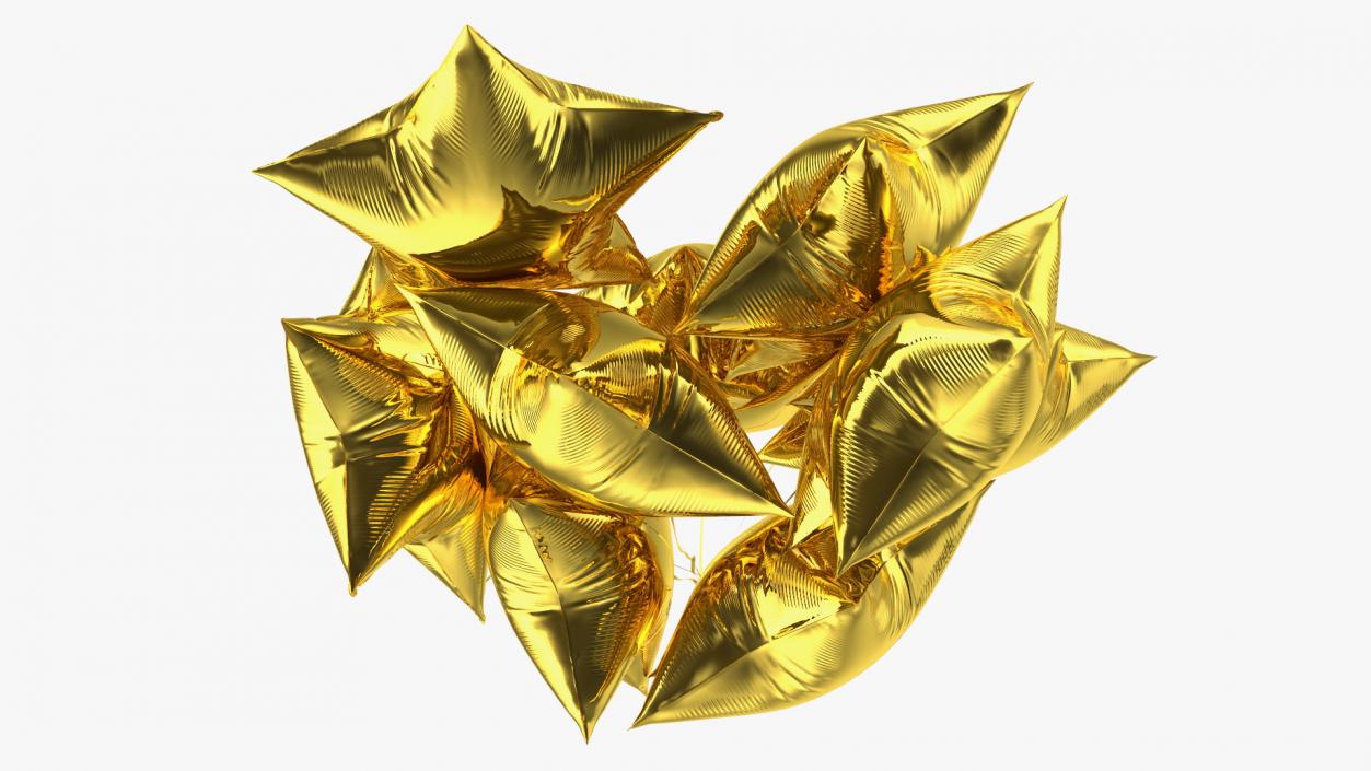 Star Shaped Gold Balloon Bouquet 3D