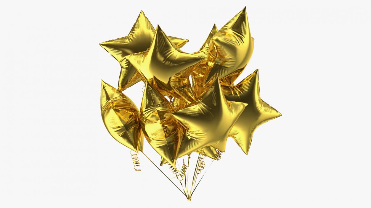 Star Shaped Gold Balloon Bouquet 3D