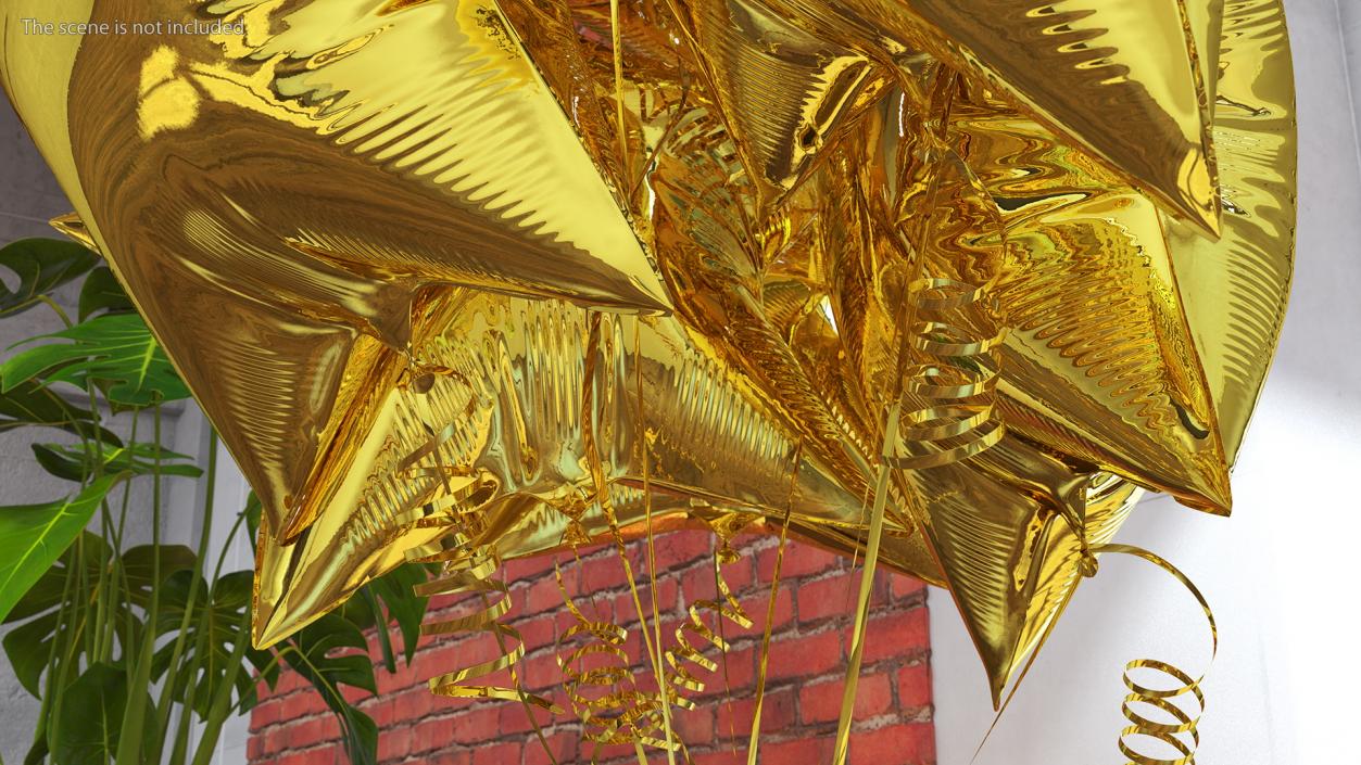 Star Shaped Gold Balloon Bouquet 3D