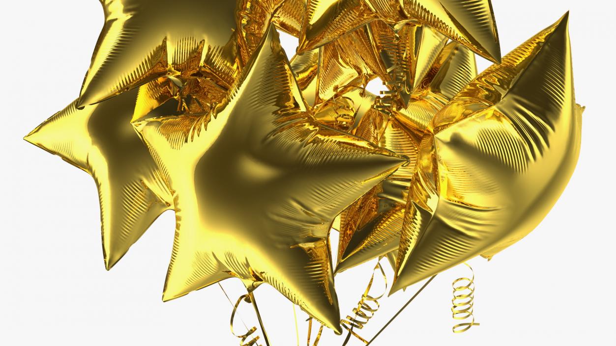 Star Shaped Gold Balloon Bouquet 3D