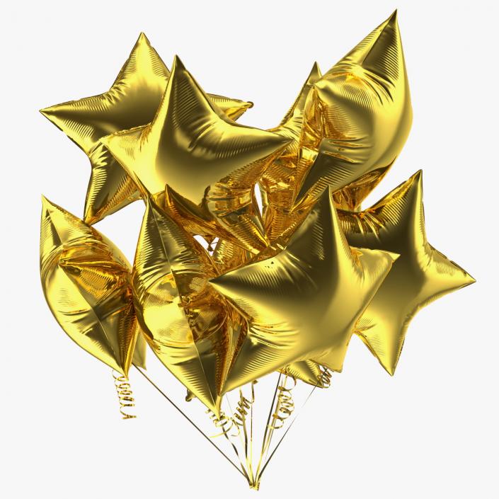 Star Shaped Gold Balloon Bouquet 3D