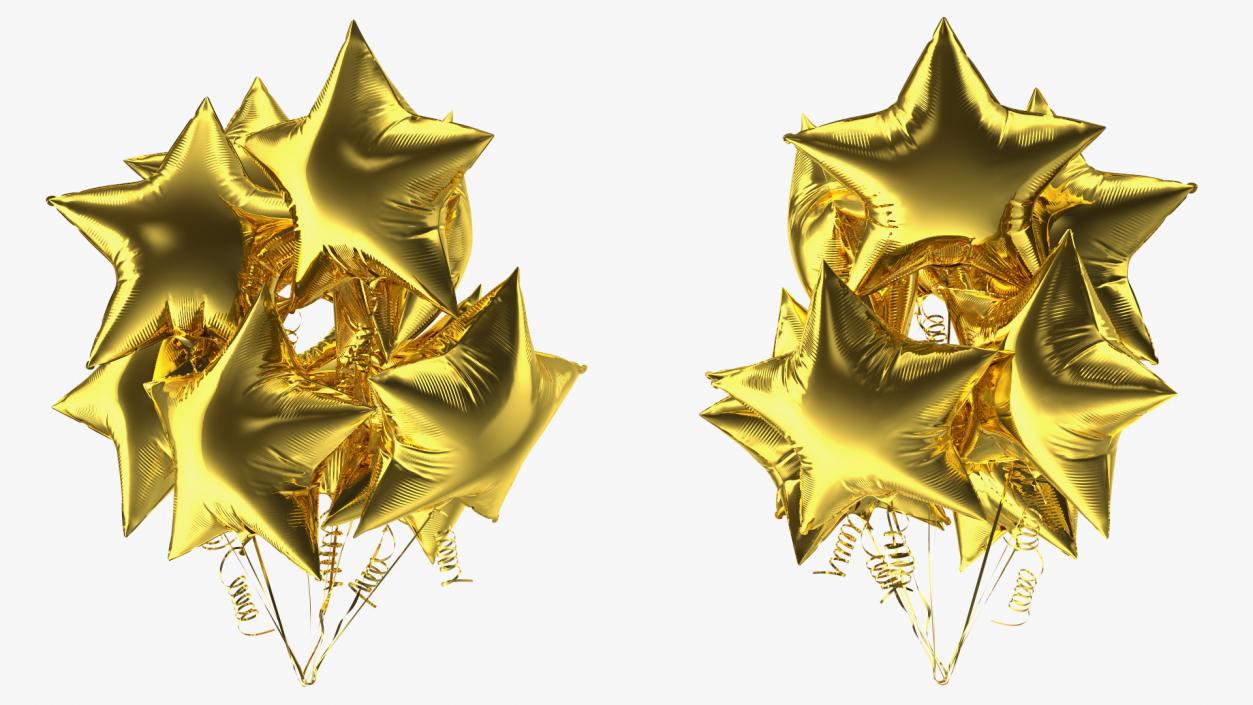 Star Shaped Gold Balloon Bouquet 3D