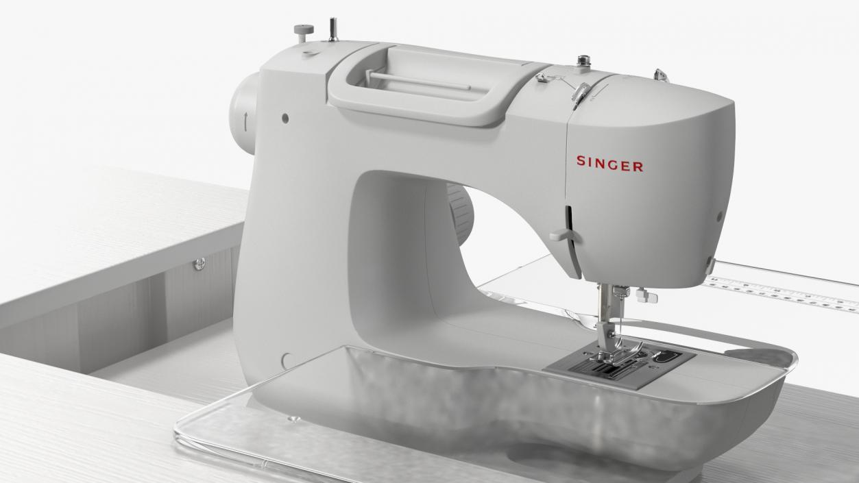 3D model White Sewing Table Cabinet with Singer Sew Machine