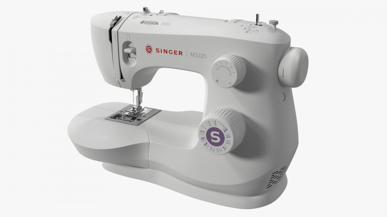 3D model White Sewing Table Cabinet with Singer Sew Machine