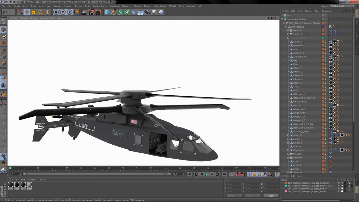 SB-1 Defiant Helicopter Rigged for Cinema 4D 3D model