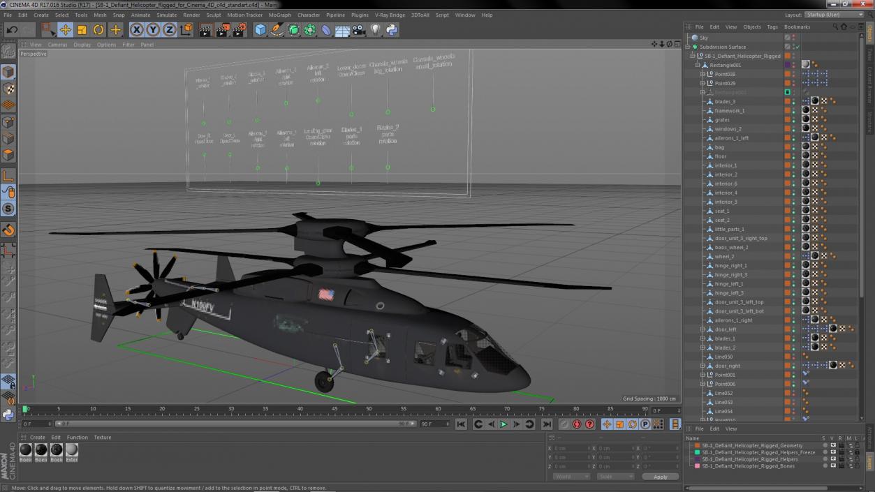 SB-1 Defiant Helicopter Rigged for Cinema 4D 3D model