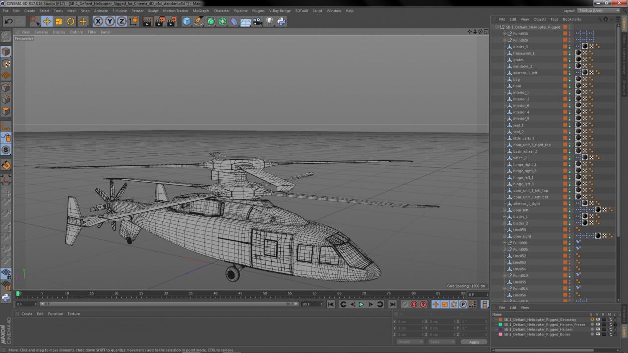 SB-1 Defiant Helicopter Rigged for Cinema 4D 3D model