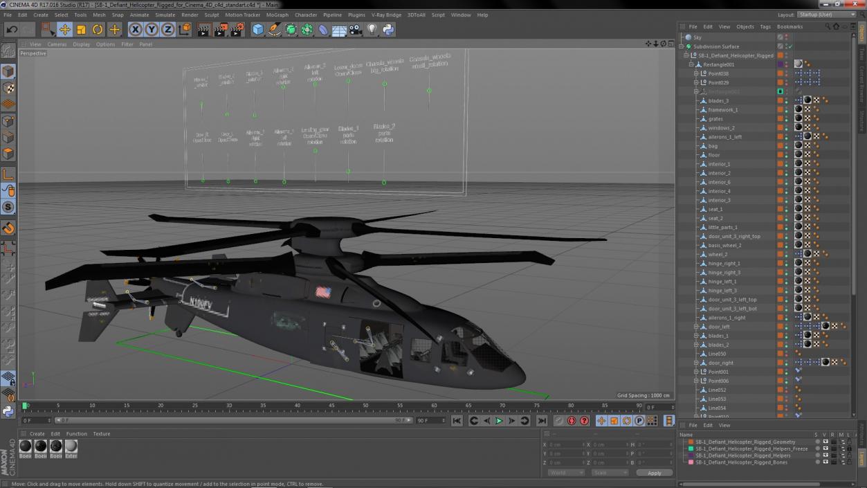 SB-1 Defiant Helicopter Rigged for Cinema 4D 3D model