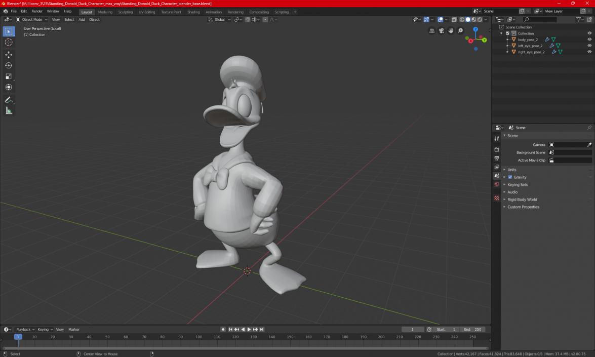 3D Standing Donald Duck Character(1) model