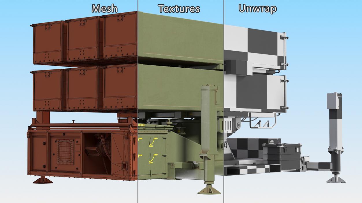 Mobile Norwegian Anti-Aircraft Missile System NASAMS Rigged 3D model