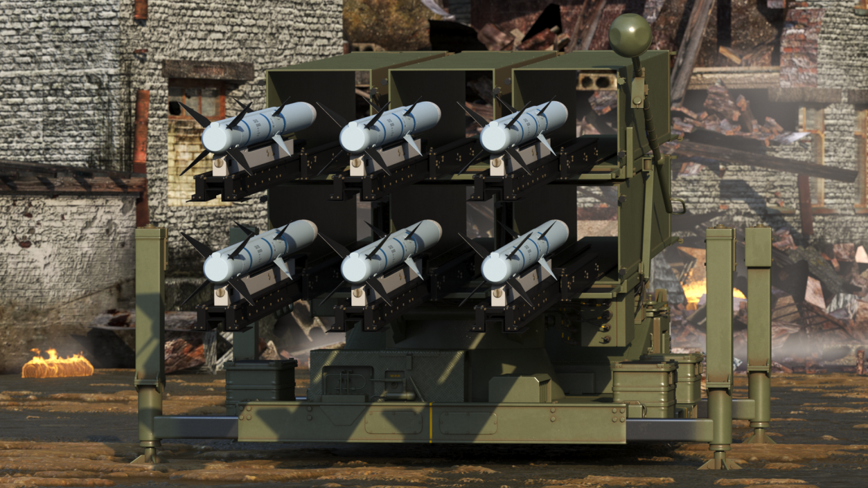 Mobile Norwegian Anti-Aircraft Missile System NASAMS Rigged 3D model