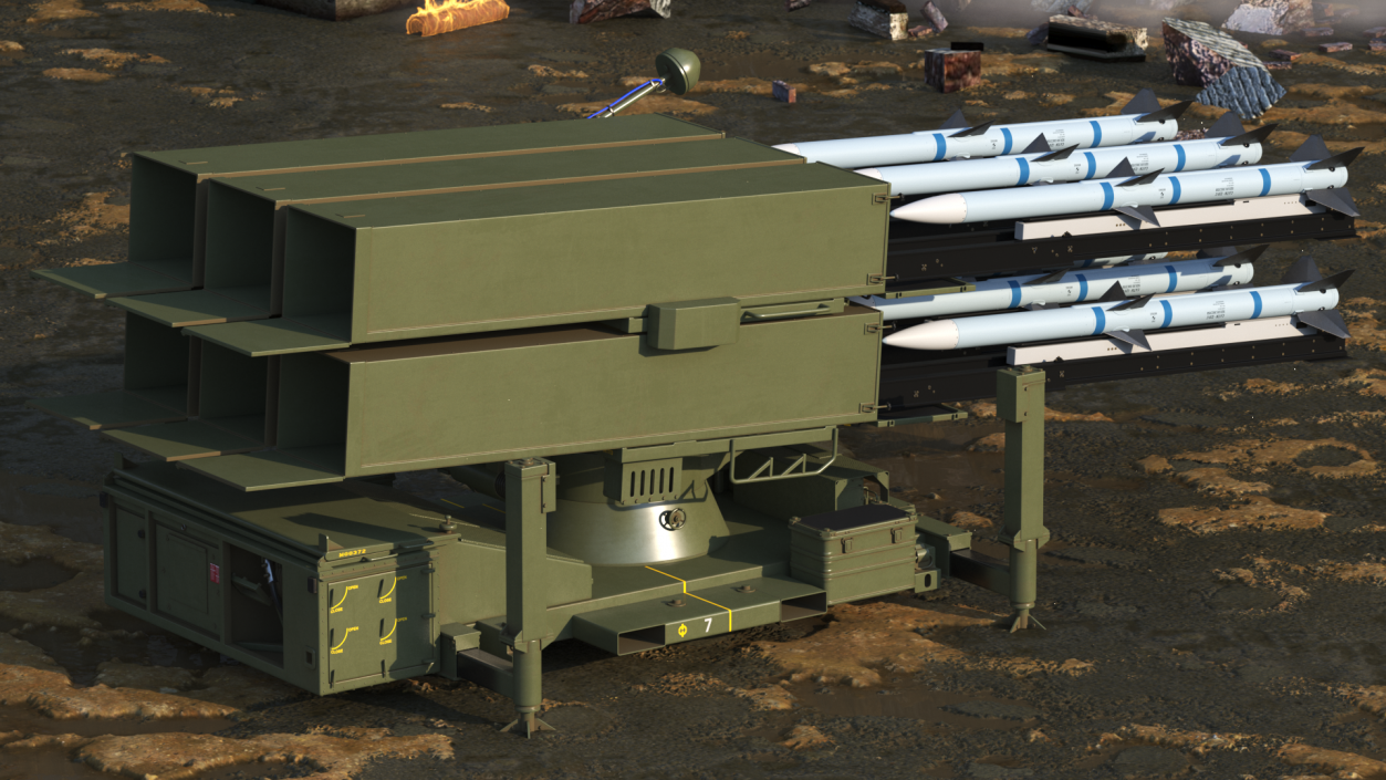 Mobile Norwegian Anti-Aircraft Missile System NASAMS Rigged 3D model