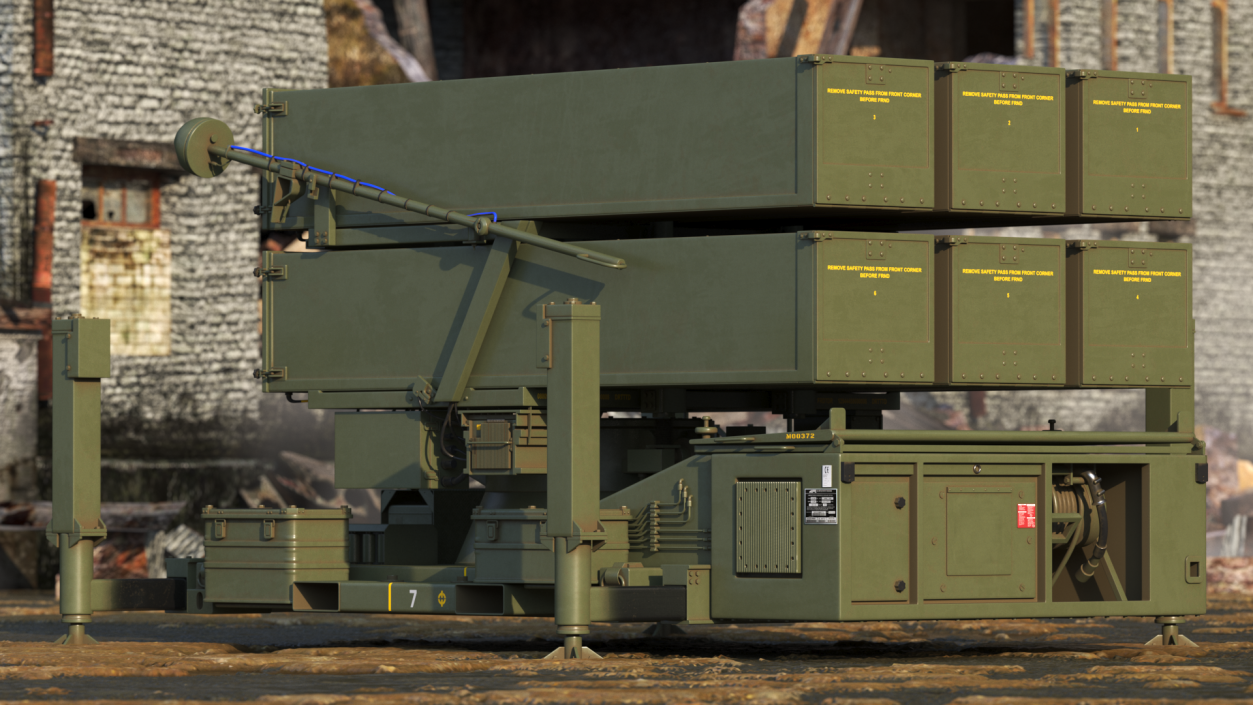 Mobile Norwegian Anti-Aircraft Missile System NASAMS Rigged 3D model