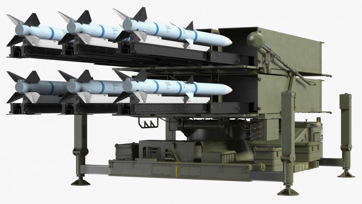 Mobile Norwegian Anti-Aircraft Missile System NASAMS Rigged 3D model