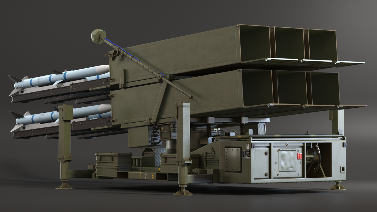 Mobile Norwegian Anti-Aircraft Missile System NASAMS Rigged 3D model