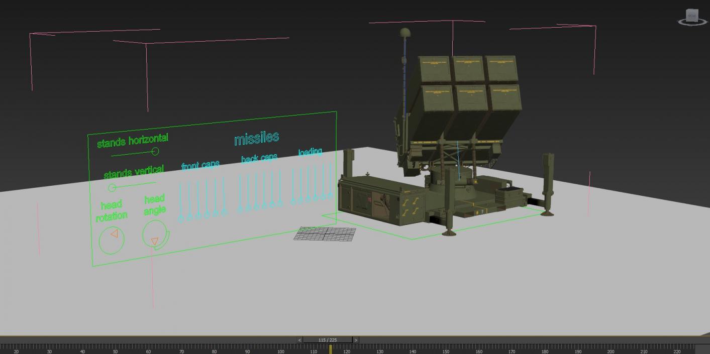 Mobile Norwegian Anti-Aircraft Missile System NASAMS Rigged 3D model