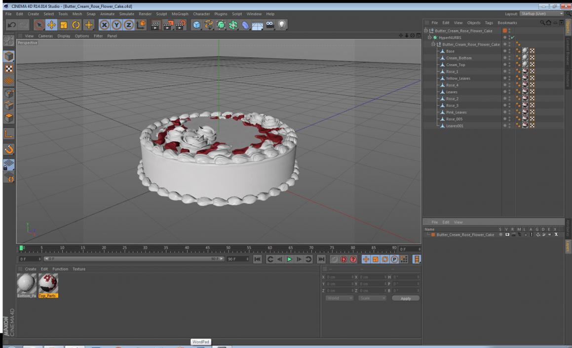 Butter Cream Rose Flower Cake 3D model