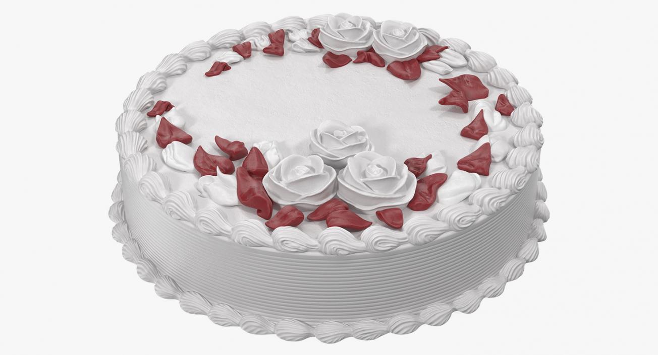 Butter Cream Rose Flower Cake 3D model