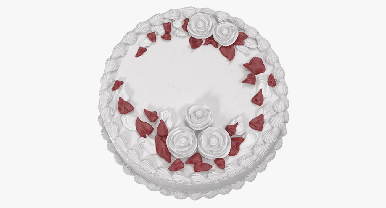 Butter Cream Rose Flower Cake 3D model