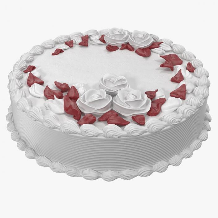 Butter Cream Rose Flower Cake 3D model