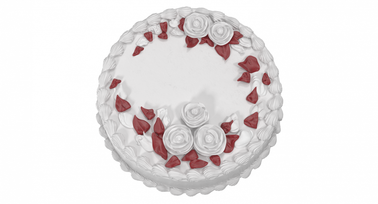 Butter Cream Rose Flower Cake 3D model