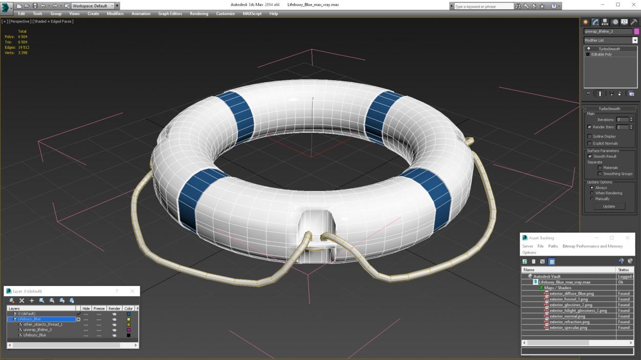 3D Lifebuoy Blue model